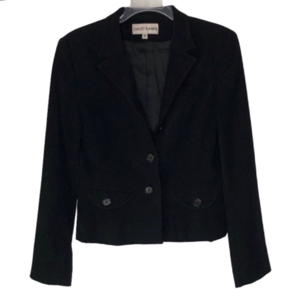 David Ramin Black Poly-Crepe Blend Blazer 6